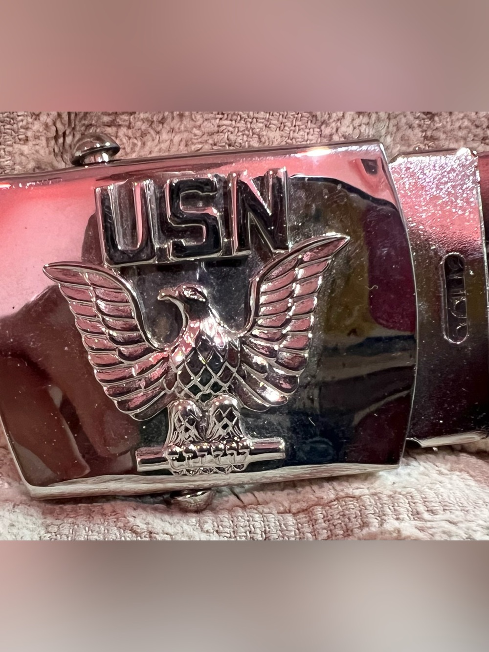 USN Silver Eagle Belt Buckle - Polished Chrome functional or Home Accent